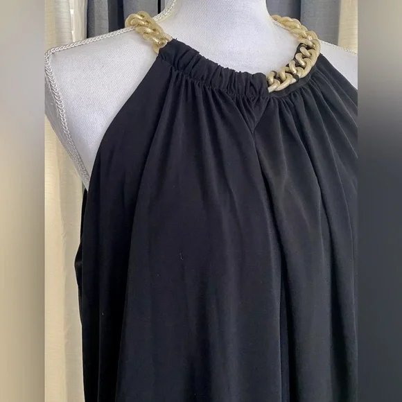 Jessica Simpson Black Shift Dress w/Gold Curb Chain Women’s Sz:14 NWT - Picture 4 of 13